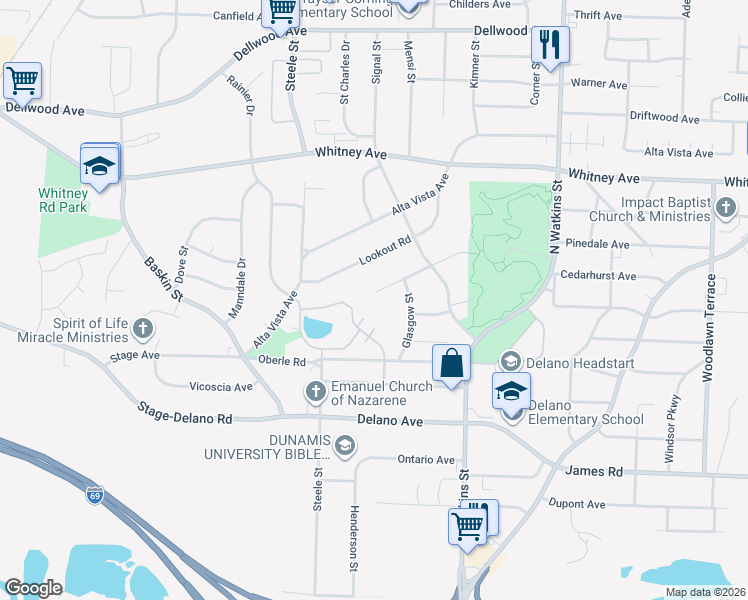 map of restaurants, bars, coffee shops, grocery stores, and more near 2848 Vayu Drive in Memphis