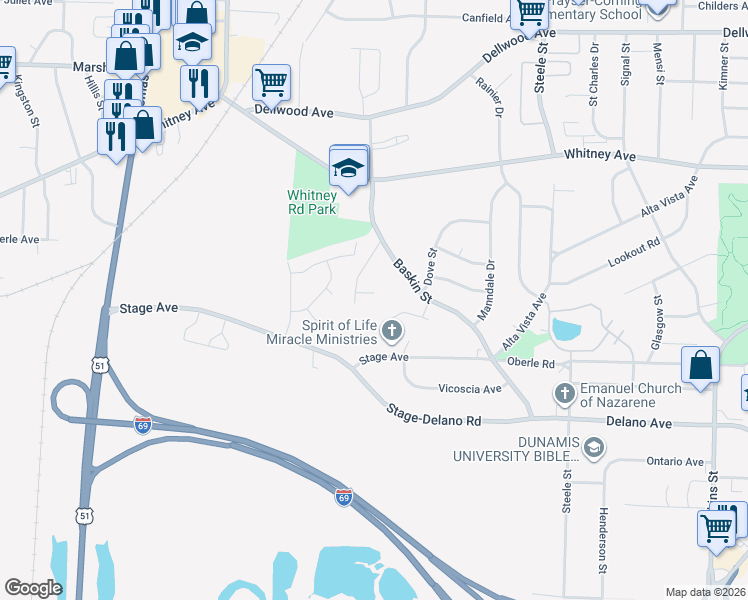 map of restaurants, bars, coffee shops, grocery stores, and more near 1247 Vistaview Cove in Memphis