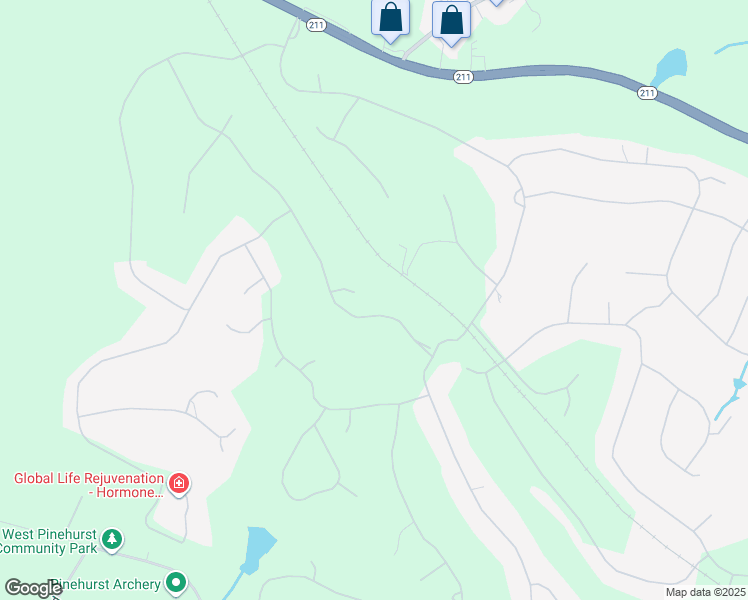 map of restaurants, bars, coffee shops, grocery stores, and more near 20 Greyabbey Drive in Pinehurst