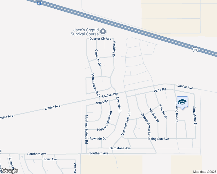 map of restaurants, bars, coffee shops, grocery stores, and more near 4107 Buckskin Avenue in Kingman