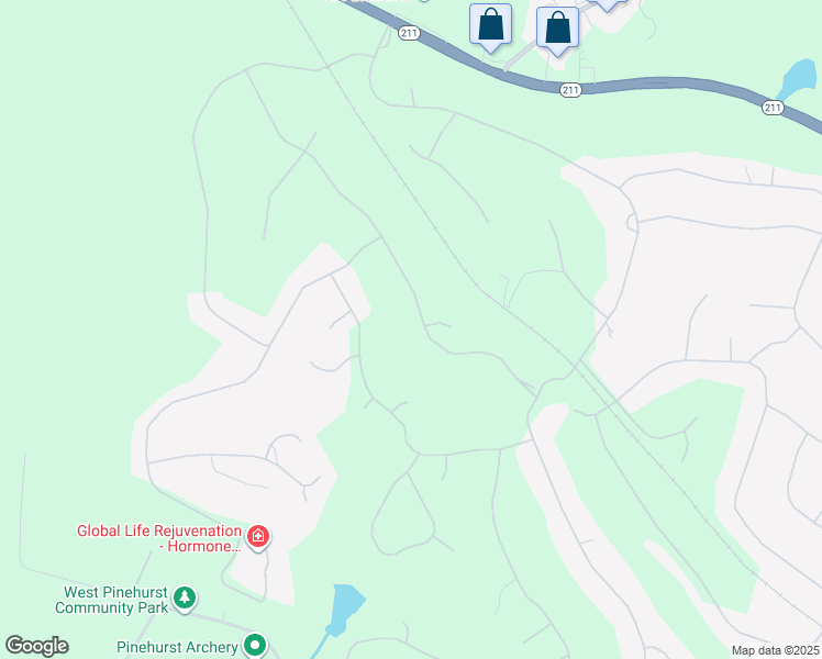 map of restaurants, bars, coffee shops, grocery stores, and more near 29 Greyabbey Drive in Pinehurst