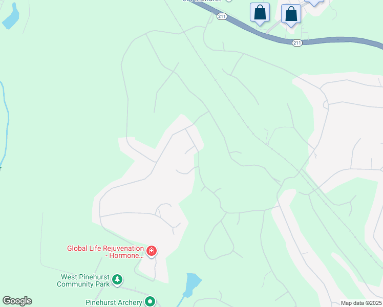 map of restaurants, bars, coffee shops, grocery stores, and more near 15 Brinyan Court in Pinehurst