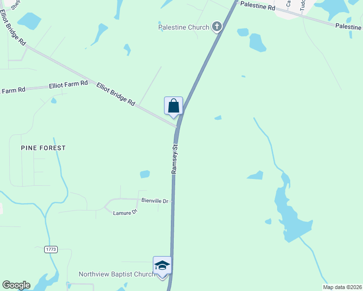 map of restaurants, bars, coffee shops, grocery stores, and more near 7734 Ramsey Street in Fayetteville