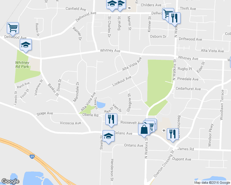 map of restaurants, bars, coffee shops, grocery stores, and more near 2848 Vayu Drive in Memphis