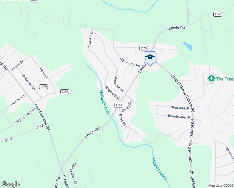 map of restaurants, bars, coffee shops, grocery stores, and more near 505 Ralphs Boulevard in Gastonia