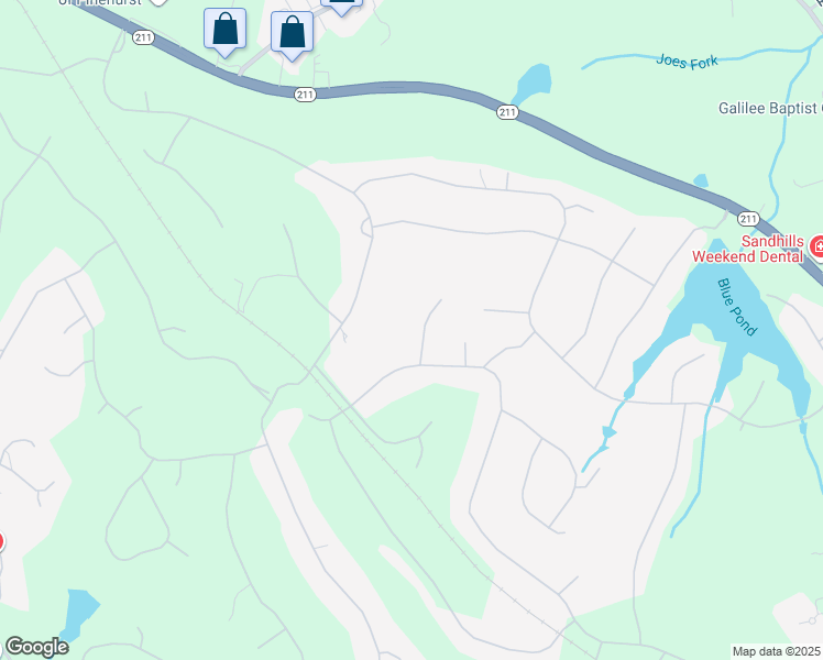 map of restaurants, bars, coffee shops, grocery stores, and more near 32 New Castle Place in Pinehurst