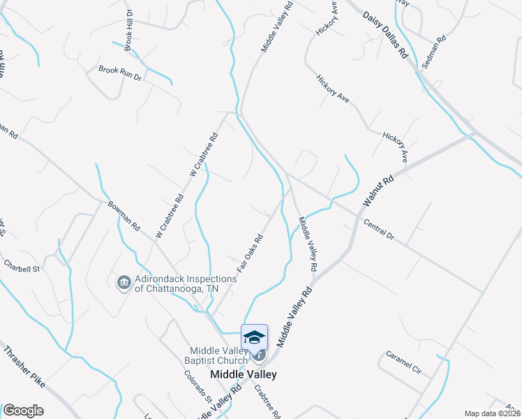 map of restaurants, bars, coffee shops, grocery stores, and more near 8501 Fair Oaks Road in Middle Valley