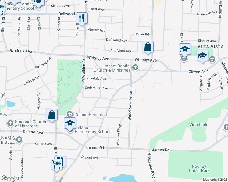 map of restaurants, bars, coffee shops, grocery stores, and more near 2861 Overton Crossing Street in Memphis
