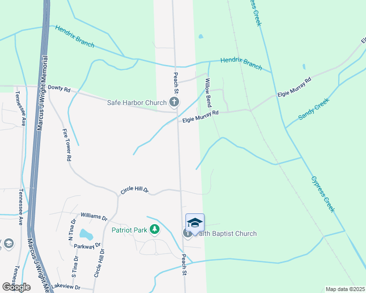 map of restaurants, bars, coffee shops, grocery stores, and more near 1416 Peach Street in Selmer
