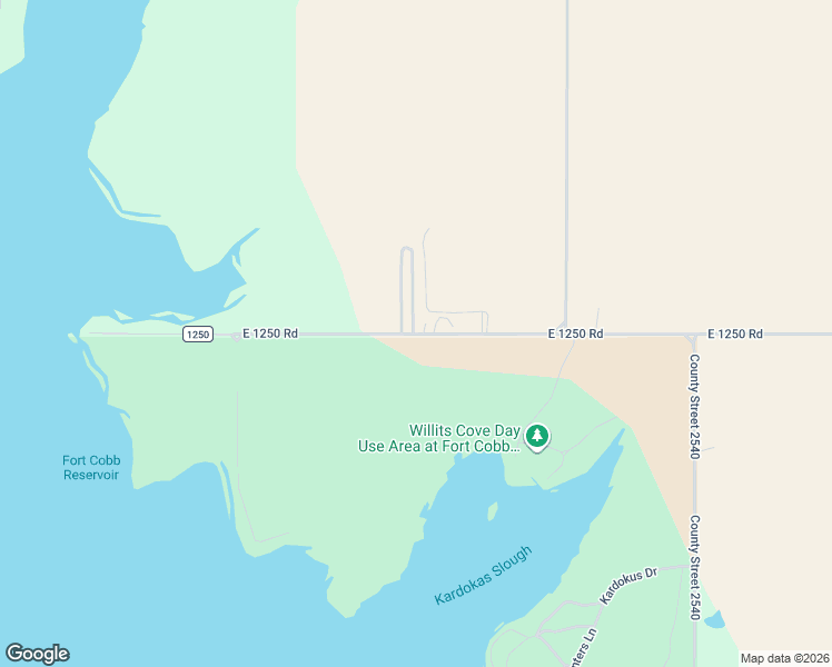 map of restaurants, bars, coffee shops, grocery stores, and more near 9140 County Road 1250 in Fort Cobb