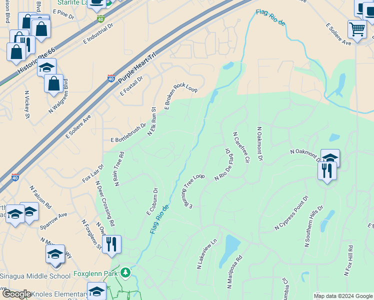 map of restaurants, bars, coffee shops, grocery stores, and more near 2442 North Earle Drive in Flagstaff