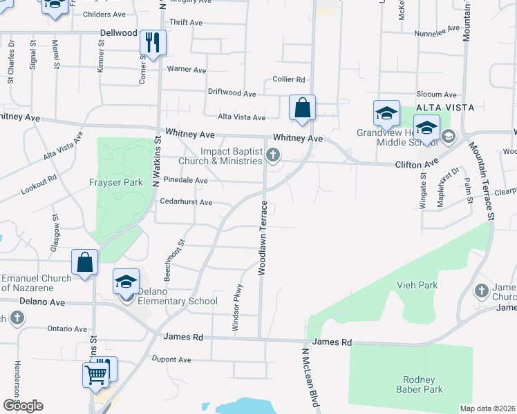 map of restaurants, bars, coffee shops, grocery stores, and more near 2910 Overton Crossing Street in Memphis