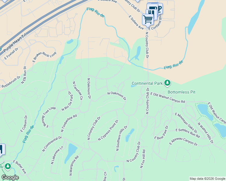 map of restaurants, bars, coffee shops, grocery stores, and more near 10 North Saddleback Way in Flagstaff