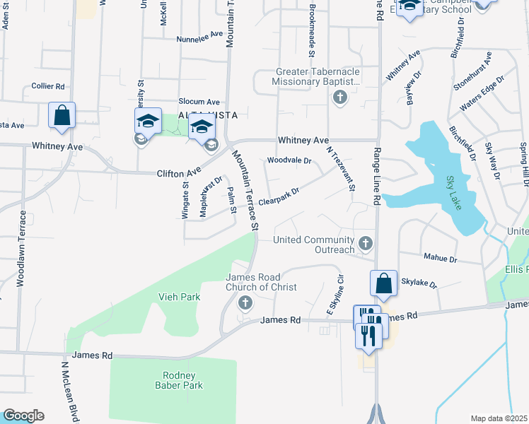 map of restaurants, bars, coffee shops, grocery stores, and more near 2433 Clearpark Drive in Memphis