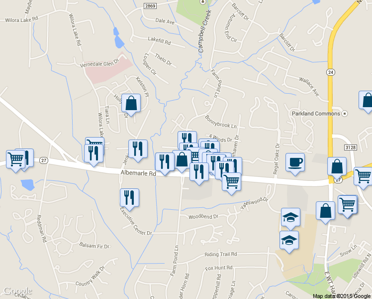 map of restaurants, bars, coffee shops, grocery stores, and more near in Charlotte