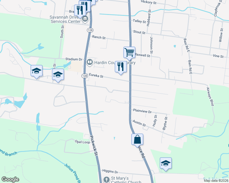 map of restaurants, bars, coffee shops, grocery stores, and more near 205 Gean Lane in Savannah