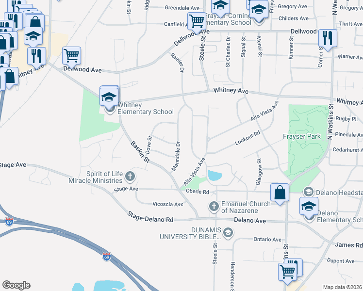 map of restaurants, bars, coffee shops, grocery stores, and more near 2905 Rainier Drive in Memphis