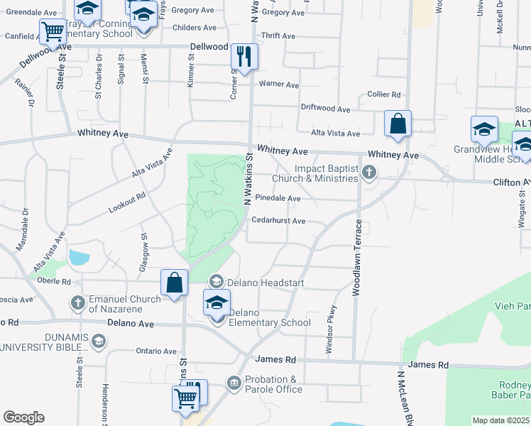 map of restaurants, bars, coffee shops, grocery stores, and more near 1822 Cedarhurst Avenue in Memphis