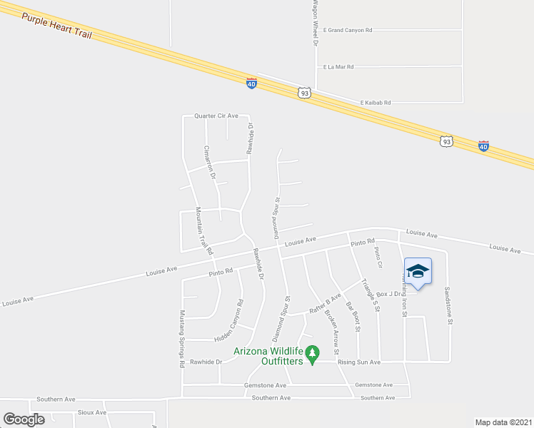 map of restaurants, bars, coffee shops, grocery stores, and more near 2837 Diamond Spur Street in Kingman