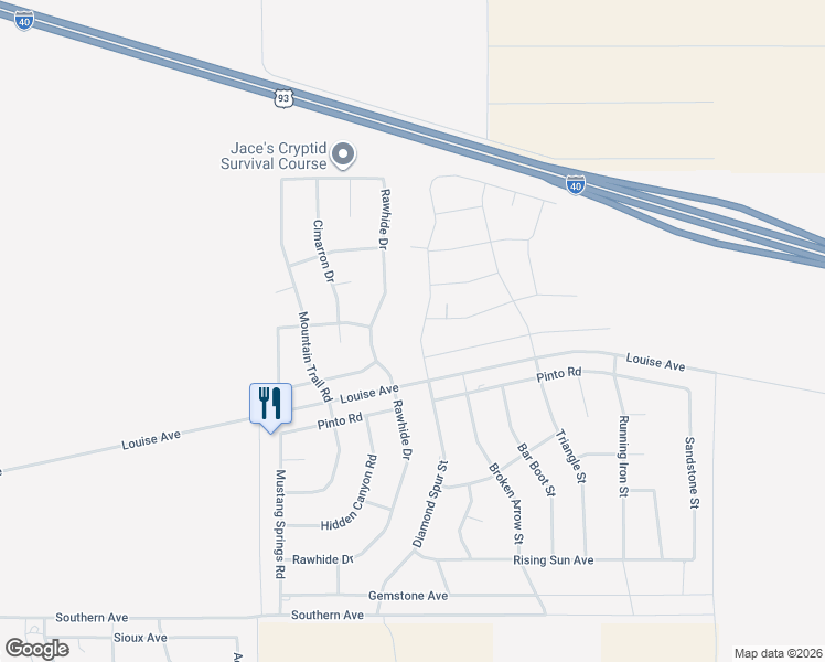 map of restaurants, bars, coffee shops, grocery stores, and more near 2837 Diamond Spur Street in Kingman