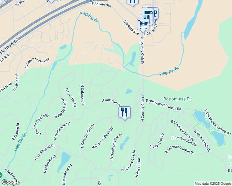 map of restaurants, bars, coffee shops, grocery stores, and more near 2900 North Saddleback Way in Flagstaff