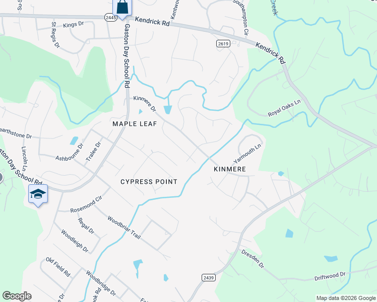 map of restaurants, bars, coffee shops, grocery stores, and more near 2540 Glyncastle Way in Gastonia