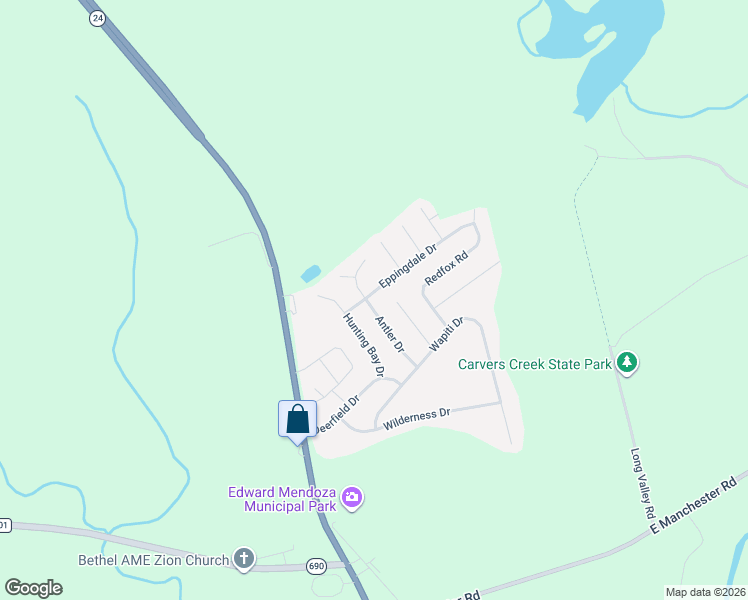 map of restaurants, bars, coffee shops, grocery stores, and more near 204 Eppingdale Drive in Spring Lake