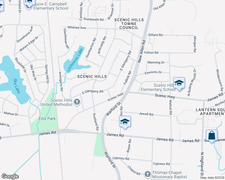map of restaurants, bars, coffee shops, grocery stores, and more near 3177 South Glengarry Road in Memphis