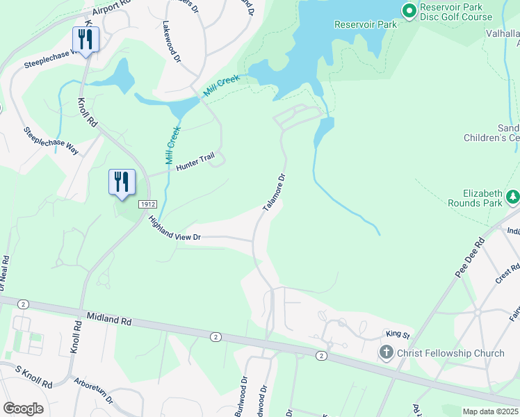 map of restaurants, bars, coffee shops, grocery stores, and more near 43 Talamore Drive in Southern Pines