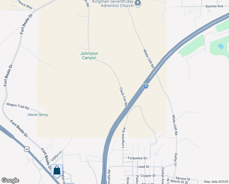 map of restaurants, bars, coffee shops, grocery stores, and more near 2225 Clacks Canyon Road in Kingman