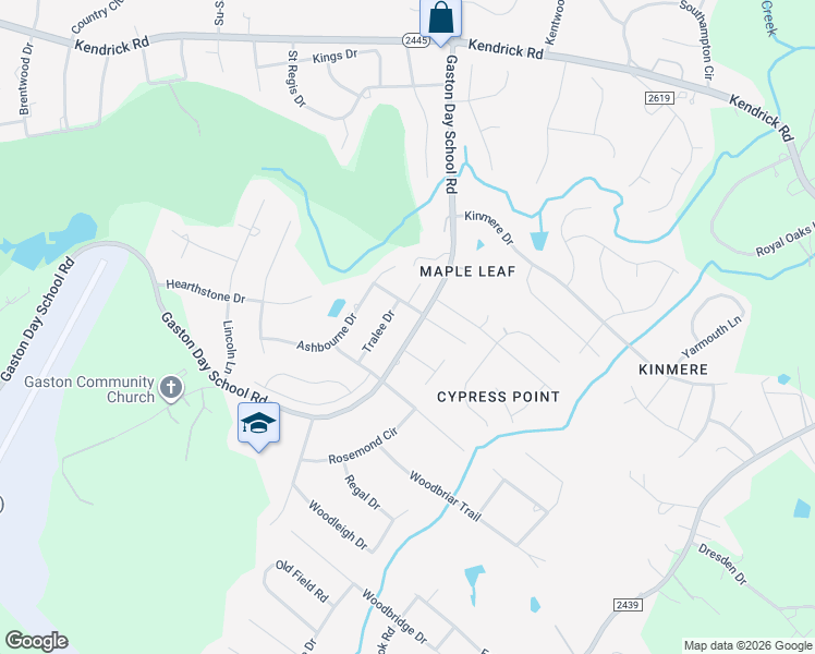 map of restaurants, bars, coffee shops, grocery stores, and more near 2635 Gaston Day School Road in Gastonia