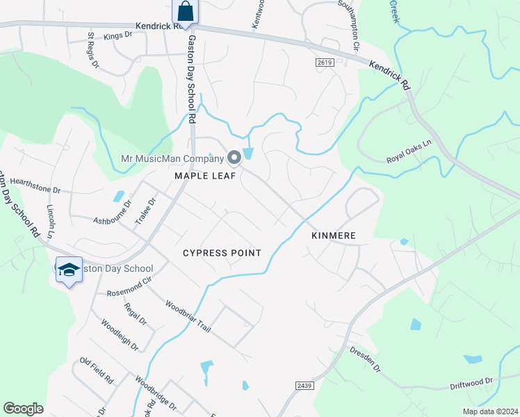 map of restaurants, bars, coffee shops, grocery stores, and more near 2509 Glyncastle Way in Gastonia