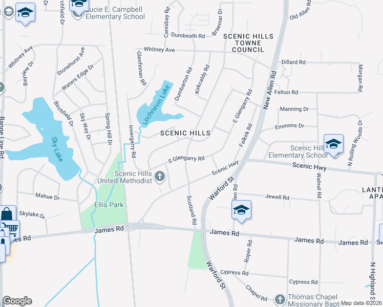 map of restaurants, bars, coffee shops, grocery stores, and more near 3124 South Glengarry Road in Memphis