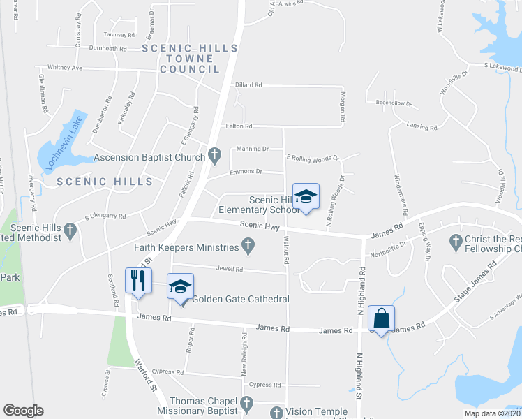 map of restaurants, bars, coffee shops, grocery stores, and more near 2909 Bede Road in Memphis