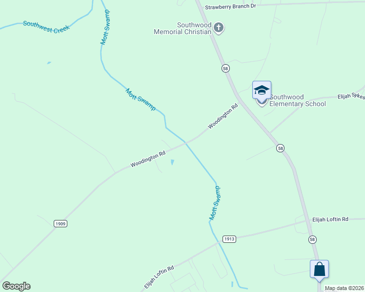 map of restaurants, bars, coffee shops, grocery stores, and more near 1997 Woodington Road in Kinston