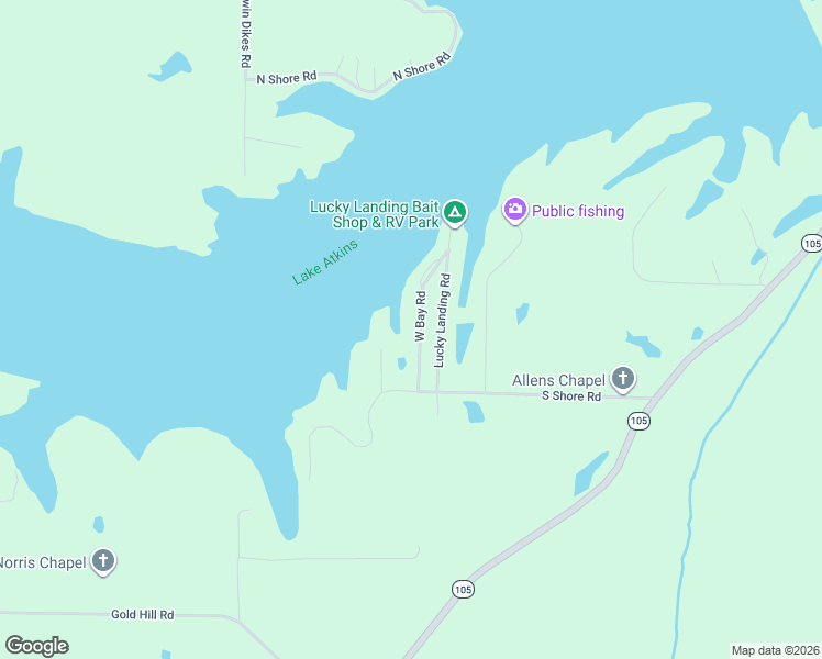 map of restaurants, bars, coffee shops, grocery stores, and more near 132 West Bay Road in Atkins