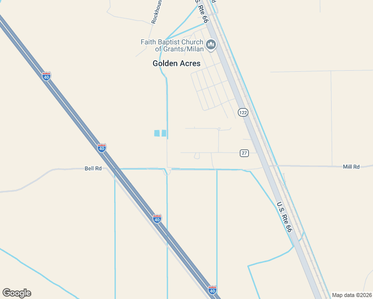 map of restaurants, bars, coffee shops, grocery stores, and more near County Road 27 in Grants