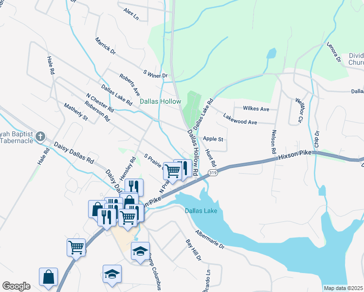 map of restaurants, bars, coffee shops, grocery stores, and more near 8815 Dallas Hollow Road in Hamilton County