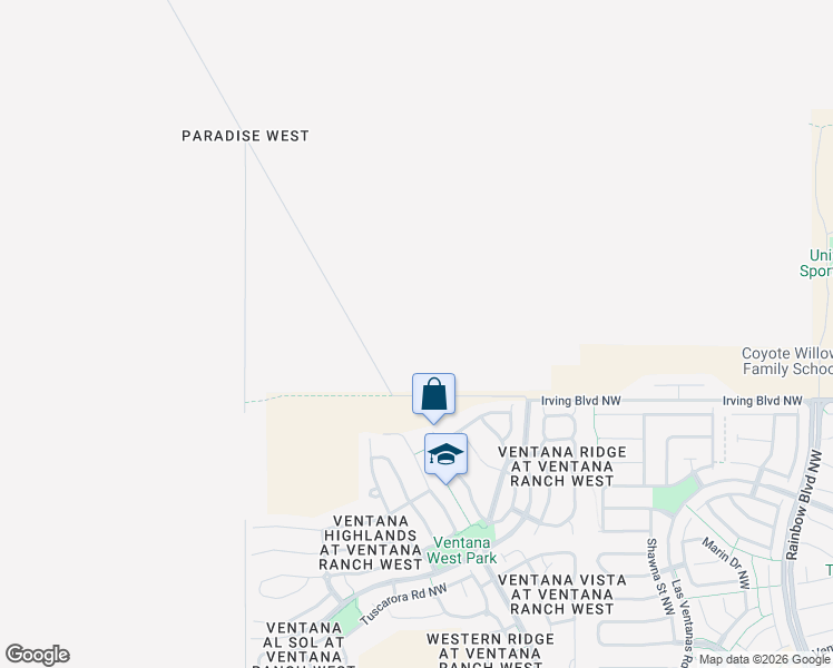 map of restaurants, bars, coffee shops, grocery stores, and more near 10540 Savoy Drive Northwest in Albuquerque