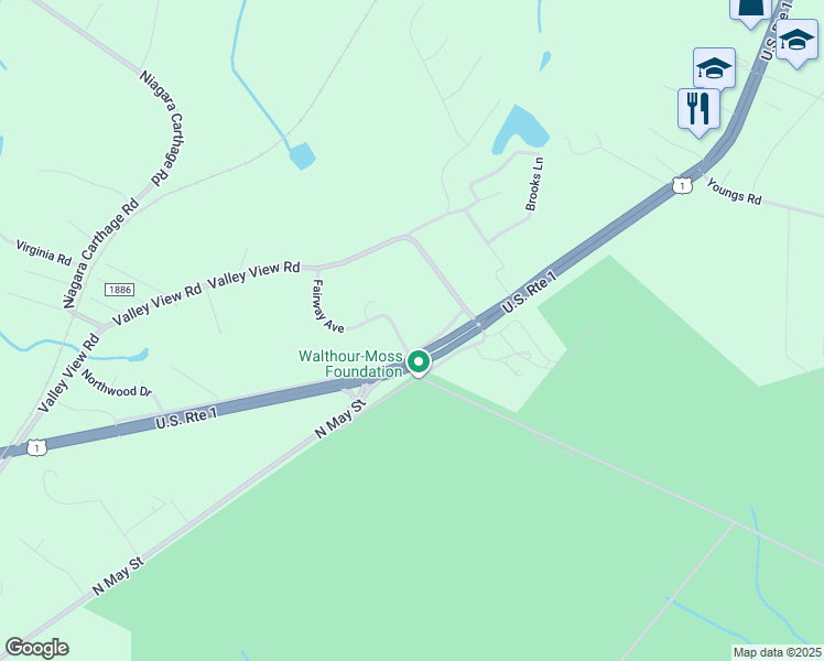 map of restaurants, bars, coffee shops, grocery stores, and more near 102 Fairway Court in Southern Pines