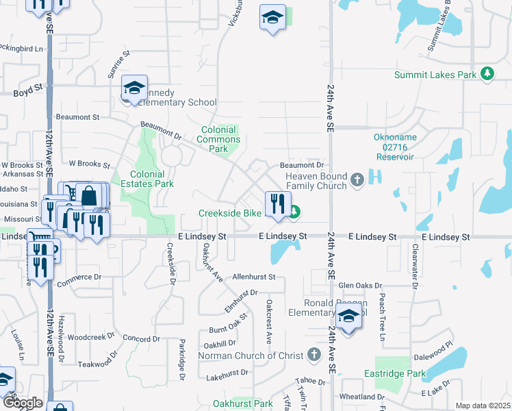 map of restaurants, bars, coffee shops, grocery stores, and more near 940 Beaumont Square in Norman
