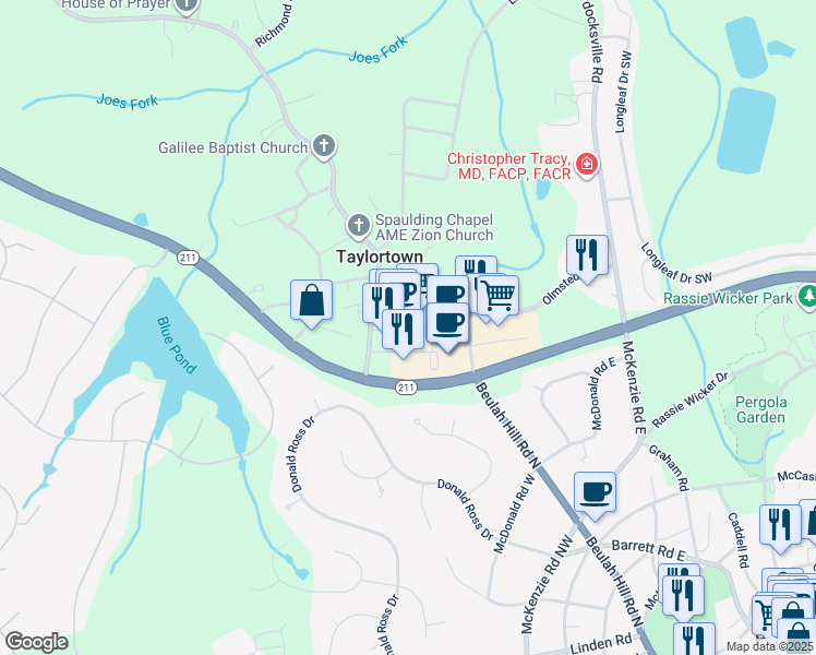 map of restaurants, bars, coffee shops, grocery stores, and more near 201 Ivey Lane in West End