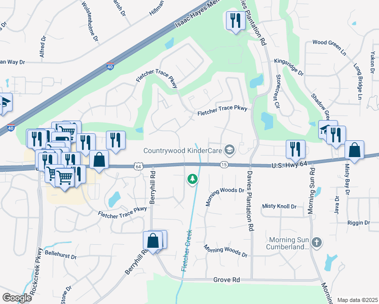 map of restaurants, bars, coffee shops, grocery stores, and more near 2909 Forest Edge Drive in Lakeland