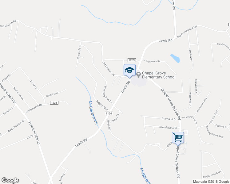 map of restaurants, bars, coffee shops, grocery stores, and more near 5230 Lewis Road in Gastonia
