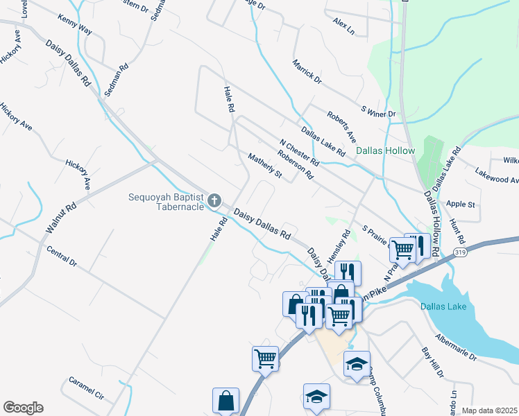 map of restaurants, bars, coffee shops, grocery stores, and more near 8521 Kensley Lane in Lakesite