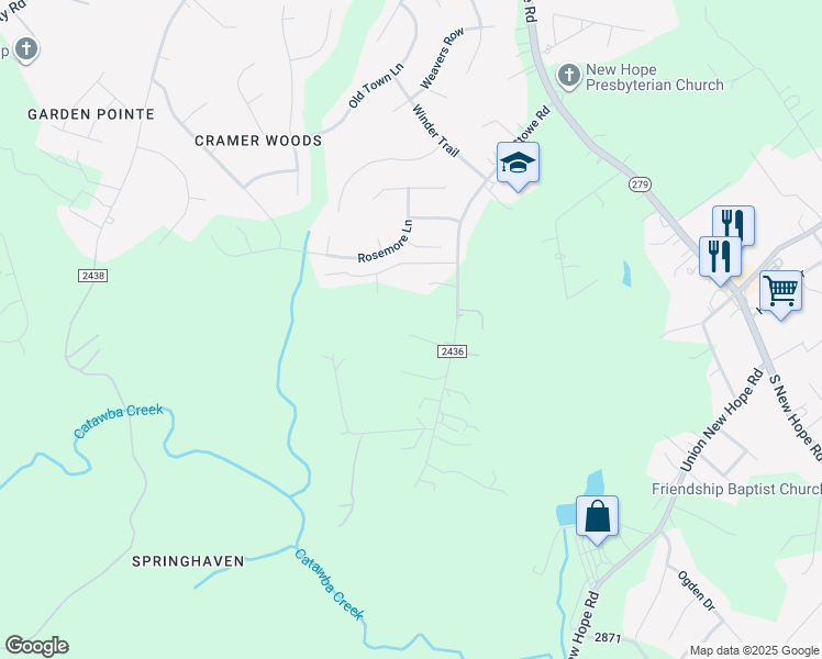 map of restaurants, bars, coffee shops, grocery stores, and more near 138 Brice Road in Gastonia