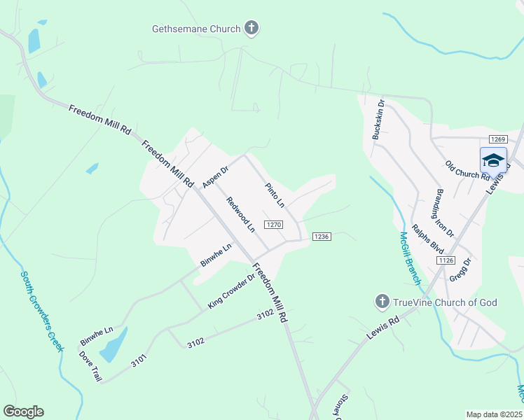 map of restaurants, bars, coffee shops, grocery stores, and more near Sequoia Drive in Gastonia