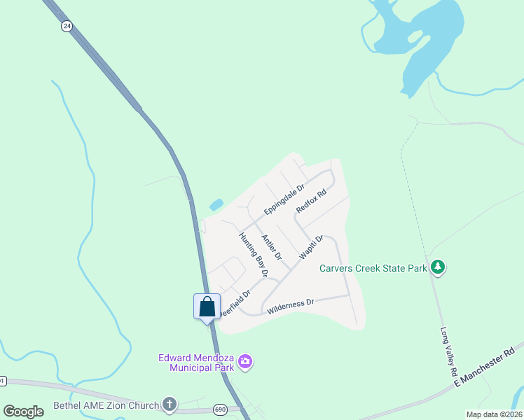 map of restaurants, bars, coffee shops, grocery stores, and more near 204 Eppingdale Drive in Spring Lake