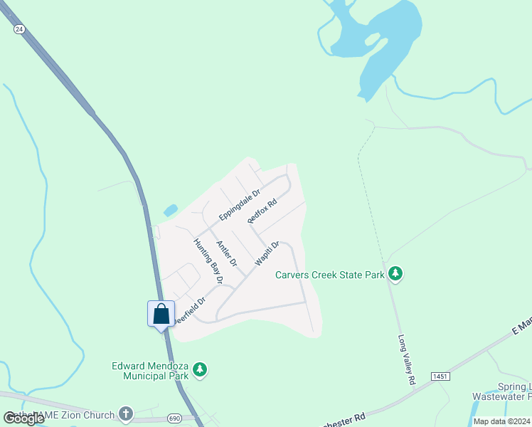 map of restaurants, bars, coffee shops, grocery stores, and more near 3324 Red Fox Road in Spring Lake