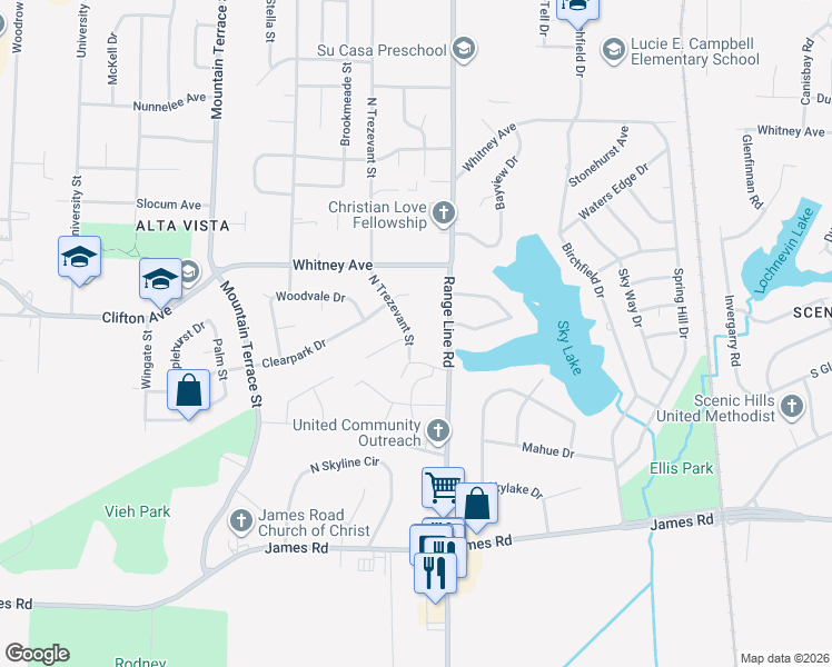 map of restaurants, bars, coffee shops, grocery stores, and more near 2970 North Trezevant Street in Memphis